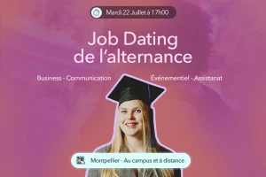 Affiche Job dating de l'alternance hybride : Métiers du commerce, du digital, de l'événementiel et de l'assistanat