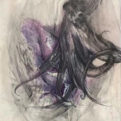 le pouffre - Dessin sur papier emballage et calque. 57 x 76 cm