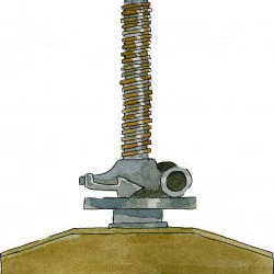 Press a vin ancien, sur place dans la grange, encre et aquarelle - encre et aquarelle