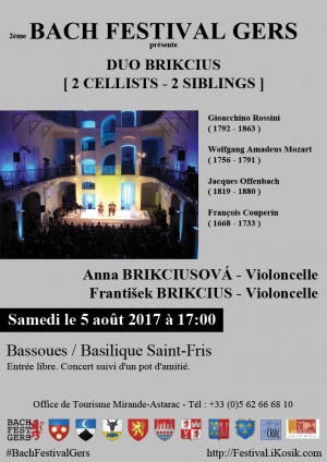 Affiche Bach Festival Gers - Duo Brikcius [ 2 Cellists - 2 Siblings ] à Bassoues