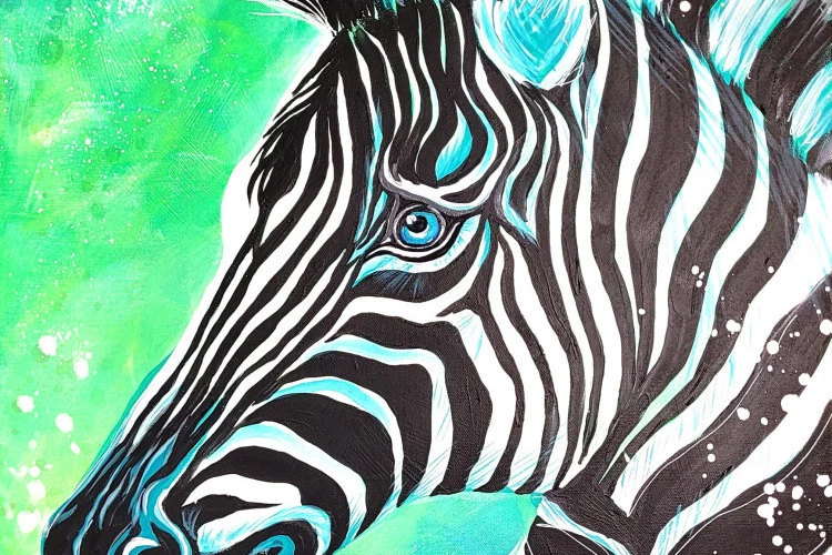 Aura zébrée* - Acrylique sur toile 70cm x 50cm - Nessboop 