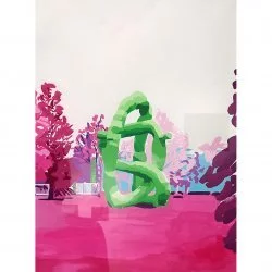 "Rose, vert" pour l'exposition "Le vert est une couleur inutile" CIAM La Fabrique - gouache sur papier 50 x 65 cm 2023 - Catherine Branger 