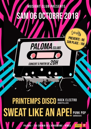 Affiche Concert Sweat Like an Ape ! et Printemps Disco
