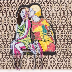 Le secret - broderie, gravure, peinture - Alain Scherer 