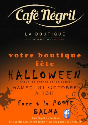 Affiche HALLOWEEN Café Négril la Boutique à Balma 