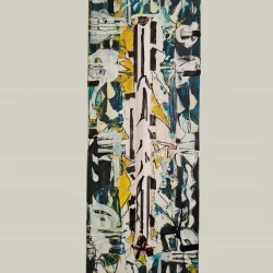 SKA - Peinture : technique mixte sur panneau de bois. Dimensions : 30 X 93 cm