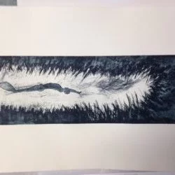 série Aqua "Plongée" - gravure eau-forte sur laiton, imprimée encre charbonnel sur papier hanhemulhe