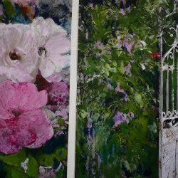 Jardin privé - Triptyque Huile sur photo 177/105 cm 2018-2023 - JL 