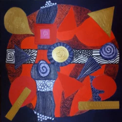 Accès - Technique mixte, 50x50, 2019, - 400 