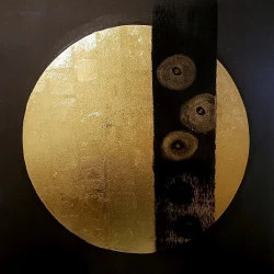 Sein-Tellite noir - Acrylique sur toile, métallisation à la feuille, 80x80 - Liberaj Cicoj 