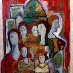 My Land My People - Techniques diverses (acrylique, huile, collage…) sur toile de lin - 100x80 - 2016 - Virginie Gosselin-Février 
