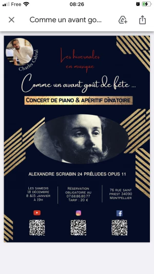 Affiche Salon-Concert Carnet de Voyages d'Alexander Scriabin 