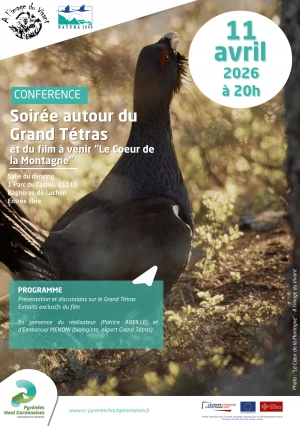 Affiche Soirée autour du Grand tétras et du film à venir "Le coeur de la montagne"