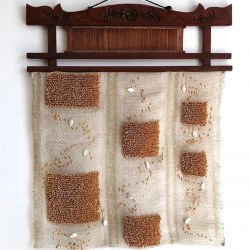 Pépin de melon - Art textile - Tissage - Lin, lurex, pépin de melon - Emmanuelle Fréget 