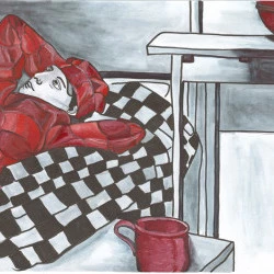 Combien de temps encore - Peinture A3 à la gouache et encre - Tania 