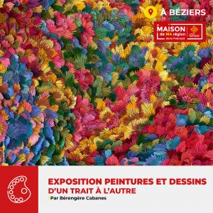 Affiche Exposition "D'UN TRAIT À L'AUTRE" par Bérengère CABANES