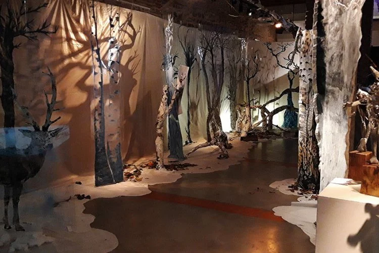 Par une nuit d'hiver… - Installation - Exposition immersive de 300m² mêlant volume, dessin, gravure, peinture, son et vidéo - T. Vailier - Galerie des Hospices de Canet-en-Roussillon 