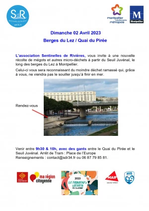 Affiche Récolte de mégots et micro-déchets le long du Lez à Montpellier