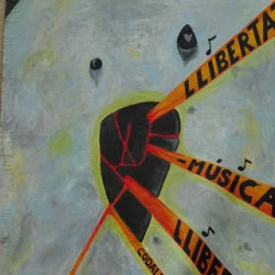 Pierre-visage hurlante - Acrylique sur bâche 2025 150x100cm - JEANPIERRE ALLANO 