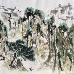 Lavis d'inspiration chinoise de N. SAINT-LAURENT