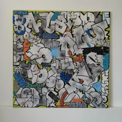 Smole Saturation - Acrylic, bombe aerosol sur toile, 100 x 100cm, 2019 - Smole 