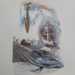 L'Epée de Damoclés II - Technique mixte sur papier, 56 x 76 cm, 2024 - Oddbjørg Reinton 