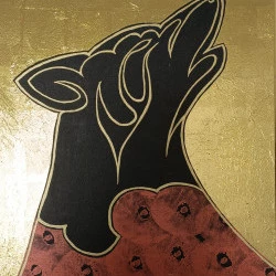 Lupa - Acrylique sur toile, métallisation à la feuille, 70x50 - Liberaj Cicoj 