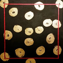 Méiose - Acrylique sur toile, métallisation à la feuille, 80x80 - Liberaj Cicoj 