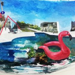 Sans titre - Technique mixte sur papier/150x245cm/2022 - Thilleli Rahmoun 