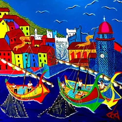 CLOCHER DE COLLIOURE - toile 3D acrylique résinée 80x80 - #DOD @DOD 