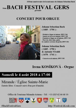 Affiche 3ème Bach Festival Gers 2018 - Concert pour orgue 