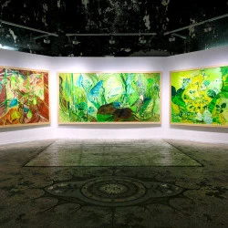 Genèse végétale - Triptyque, encre sur papier, 600 x 150 cm, 2023 - photo par Alain Arnal 