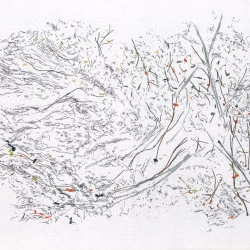 Sol Souffle - 2026 - Tempera à l'oeuf et broderie sur toile, 70 x 32 cm - Mathilde Amilhat 