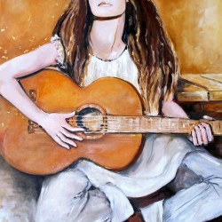 Imagin' - huile et feuilles d'or 106x94