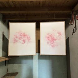 Lignes d'erres 2025 - 61cm x 76ht - 56cm x 76ht - stylo sur papier Fabriano 600gr