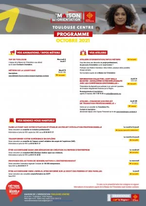 Affiche Agenda Maison de l'Orientation Toulouse-Centre Octobre 2021