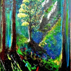 ballade bleue - acrylique sur toile 60x100 cm - Mayder Rusling 