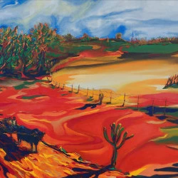 La charrette - huile sur toile 60x81 - Claude René Tarrit 