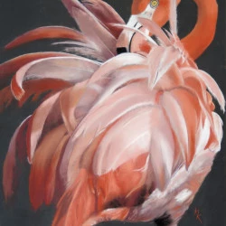 Flamingo - papier Pastelmat 50x70cm divers bâtonnets et crayons