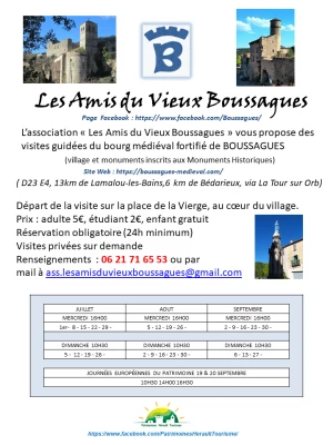 Affiche Visites guidées Bourg Médiéval Fortifié de Boussagues