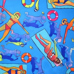 piscine (sous l'eau) - acrylique sur toile, 81x100, 2016, piscine