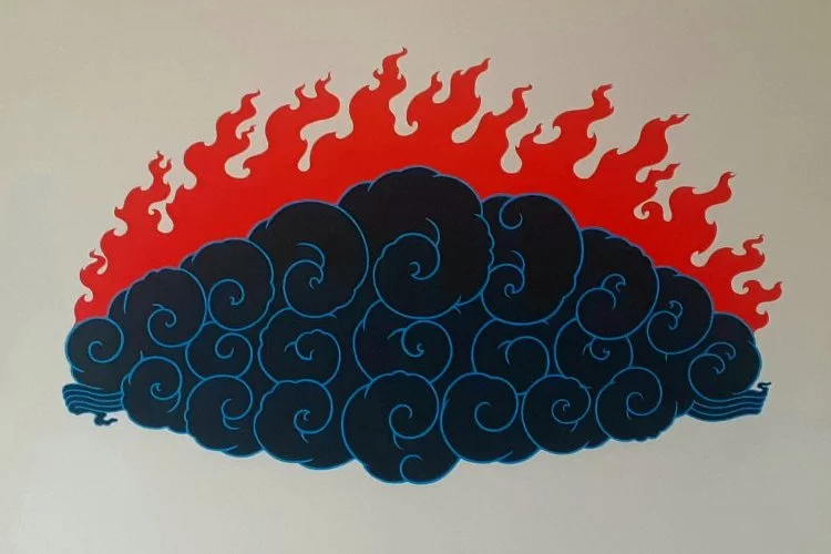 nuage de feu - acrylique sur carton 80/120cm