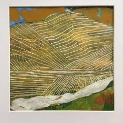 Champs dorés - collage et peinture acrylique sur papier format 20x20cm 2023 - [LAURE B.] 