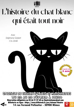 Affiche Histoire du Chat Blanc qui était tout Noir Théâtre & marionnettes pour les 3-6 ans