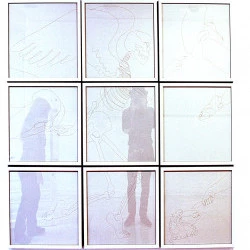 "Ange Gabriel annonce à Marie, révèle le coran à Mahomet et modifie le sacrife d Abraham" - Cheveux sous verre- 1,50m x 1,50 m 2016 - Claudie Dadu 