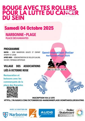 Affiche Semi-Marathon Roller Octobre Rose à Narbonne Plage