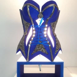 MYR_Blue Note - Faïence émaillée et patinée buste lampe - Myr Sculptures 