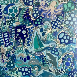 Voyage en Mer - Toile 2,00 x 2,00 - Peinture acrylique