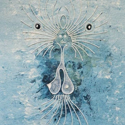 Ficelle - Acrylique et ficelle sur toile en lin 100/73