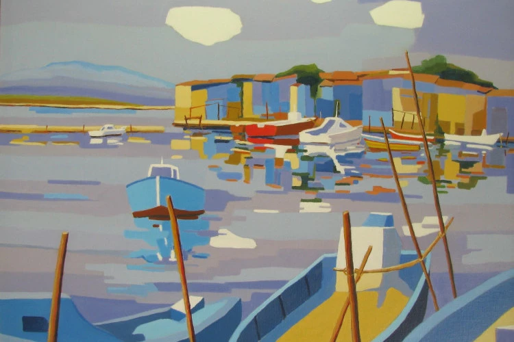 Sète , la Pointe Courte - huile sur toile de lin 73X60 - Sète JN Le Junter 